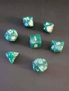 Silky Green RPG Polyhedral Dice Set - 7 Piece
